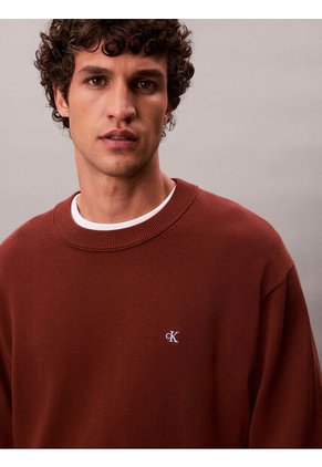 Saco Café Tejido Con Cuello Redondo Calvin Klein