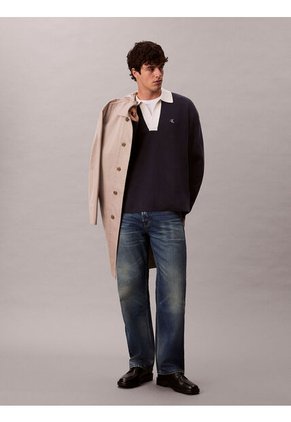 Saco Azul Tejido Oversize Con Cuello Johnny Calvin Klein