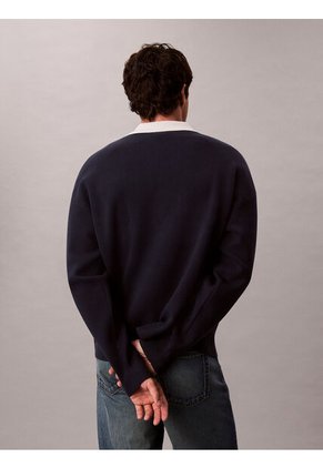 Saco Azul Tejido Oversize Con Cuello Johnny Calvin Klein