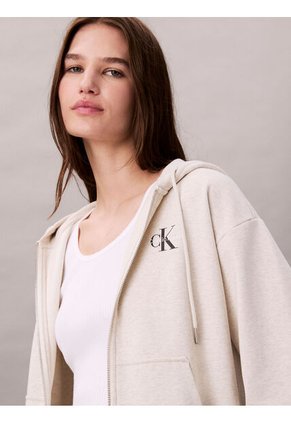 Buzo Blanco Con Capota Y Cierre De Cremallera Calvin Klein