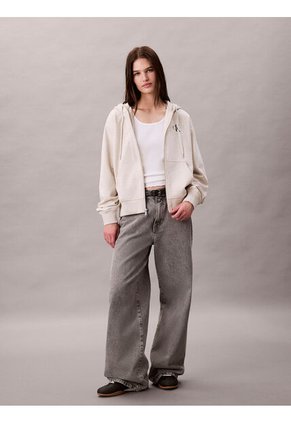 Buzo Blanco Con Capota Y Cierre De Cremallera Calvin Klein