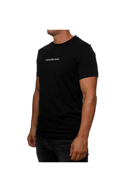 Camiseta Negra Con Logo Institutional Bicolor Calvin Klein