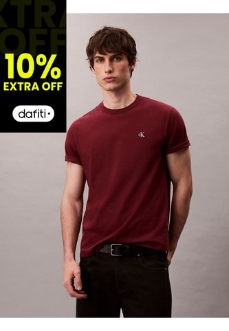 Camiseta Vino Tinto Regular De Manga Corta Con Monograma Bordado Calvin Klein Calvin Klein