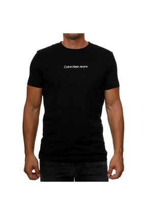 Camiseta Negra Con Logo Institutional Bicolor Calvin Klein