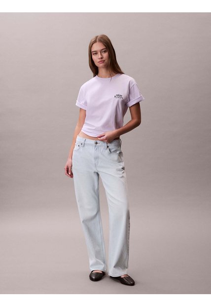 Camiseta Lila Boxy Con Logo Gráfico Calvin Klein