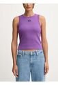 Camiseta Morado De Tirantes Acanalada Con Etiqueta De Monograma Calvin Klein de Calvin Klein