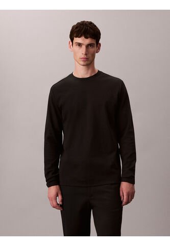 Camiseta Negra De Manga Larga De Algodón Premium En Tejido Interlock Calvin Klein Calvin Klein