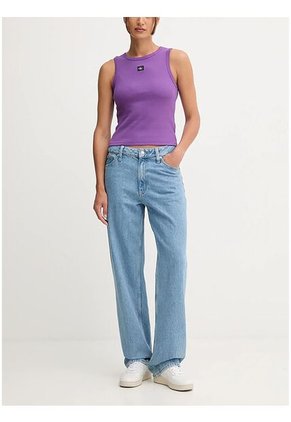 Camiseta Morado De Tirantes Acanalada Con Etiqueta De Monograma Calvin Klein