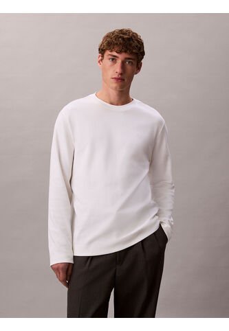 Camiseta Blanca De Manga Larga De Algodón Premium En Tejido Interlock Calvin Klein Calvin Klein