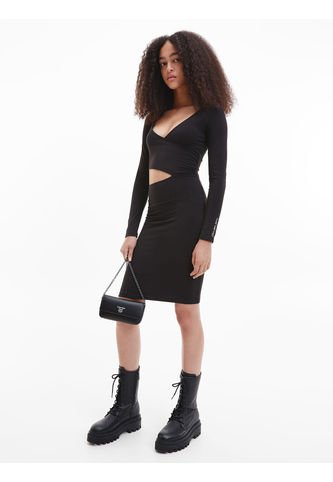 Vestido Corto De Jersey Con Recortes Negro Calvin Klein Calvin Klein