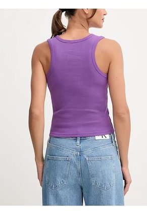 Camiseta Morado De Tirantes Acanalada Con Etiqueta De Monograma Calvin Klein