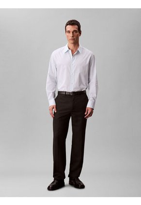 Camisa Azul Cielo Relaxed De Manga Larga En Tejido Dobby A Rayas Calvin Klein