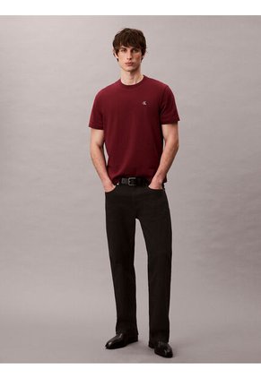 Camiseta Vino Tinto Regular De Manga Corta Con Monograma Bordado Calvin Klein