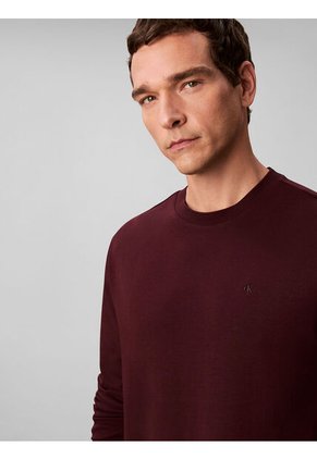 Camiseta Chocolate De Manga Larga De Algodón Premium En Tejido Interlock Calvin Klein