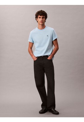 Camiseta Azul Cielo Regular De Manga Corta Con Monograma Bordado Calvin Klein