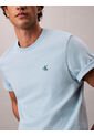 Camiseta Azul Cielo Regular De Manga Corta Con Monograma Bordado Calvin Klein de Calvin Klein