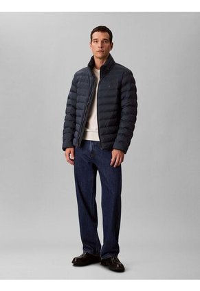 Chaqueta Negra Puffer De Peso Medio Con Capota Y Cierre De Cremallera Calvin Klein