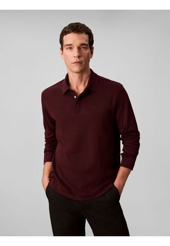 Polo Chocolate Manga Larga De Algodón Premium Con Tejido Interlock Calvin Klein Calvin Klein