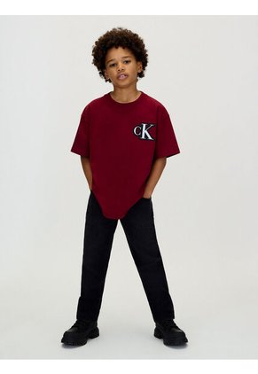 Camiseta Vino Tinto De Manga Corta Con Logo De Monograma Bordado Calvin Klein