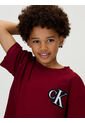 Camiseta Vino Tinto De Manga Corta Con Logo De Monograma Bordado Calvin Klein de Calvin Klein