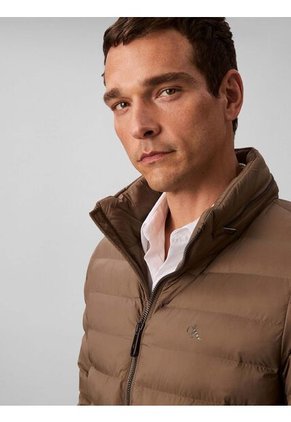 Chaqueta Chocolate Puffer De Peso Medio Con Capota Y Cierre De Cremallera Calvin Klein