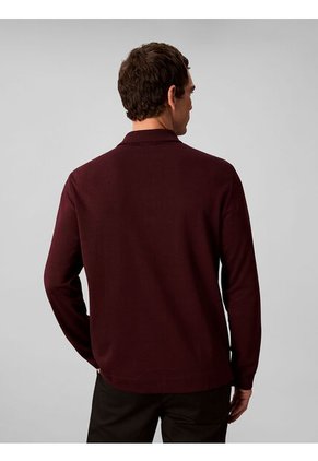 Polo Chocolate Manga Larga De Algodón Premium Con Tejido Interlock Calvin Klein