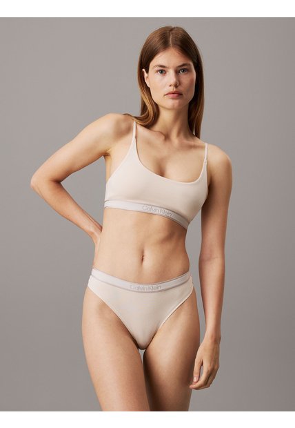 Pantie Tipo Tanga Beige De Algodón Calvin Klein