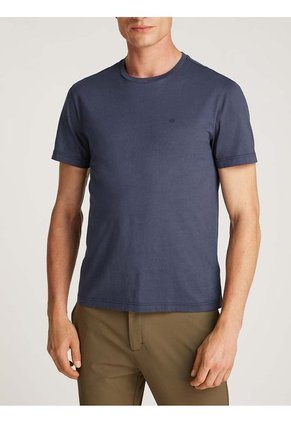 Camiseta Azul De Algodón Con Parche De Goma Calvin Klein