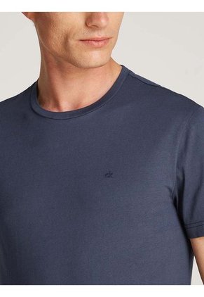 Camiseta Azul De Algodón Con Parche De Goma Calvin Klein