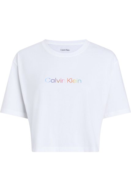 Camiseta Blanca De Pijama Boxy Cropped - Pride Calvin Klein
