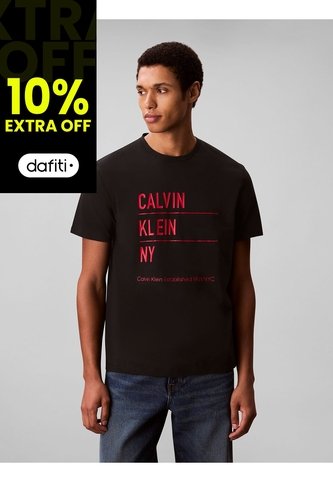 Camiseta Negra Con Estampado Gráfico De New York Calvin Klein Calvin Klein