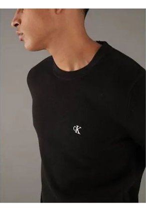 Saco Negro Tejido Moderno Con Cuello Redondo Calvin Klein