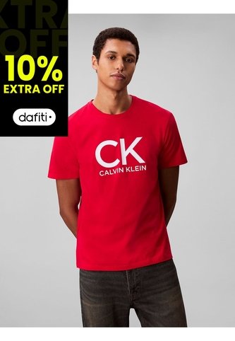 Camiseta Roja Con Estampado Gráfico De Monograma Calvin Klein Calvin Klein