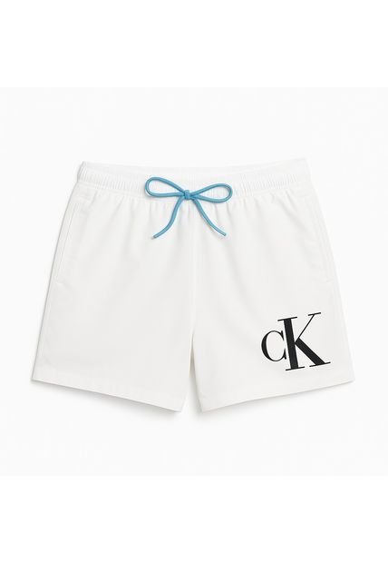 Bermuda Blanco De Largo Medio Con Cordón - Ck Monogram Calvin Klein