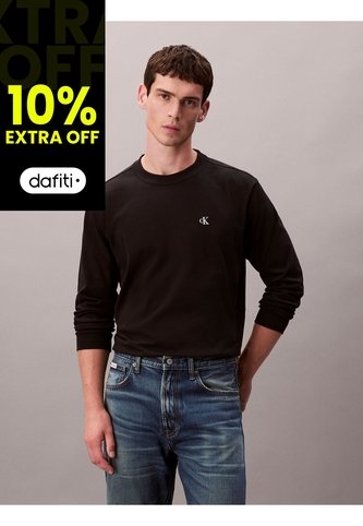 Camiseta Negra De Manga Larga Con Monograma Calvin Klein Calvin Klein