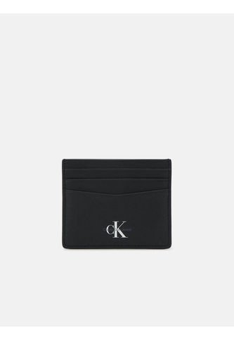 Tarjetero Negro De Cuero Con Monograma Grabado Calvin Klein Calvin Klein