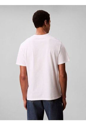 Camiseta Blanca Con Estampado De Logo Con Efecto Entrelazado Calvin Klein