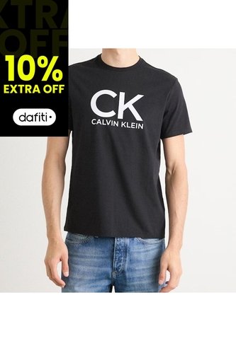 Camiseta Negra Con Estampado Gráfico De Monograma Calvin Klein Calvin Klein