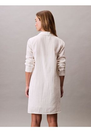 Vestido Gris Camisero De Mangas Largas Calvin Klein