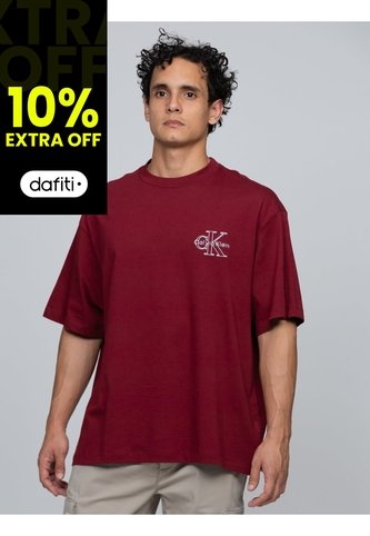 Camiseta Vino Tinto Con Gráfico De Monograma Calvin Klein Calvin Klein Calvin Klein