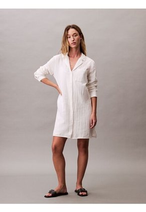 Vestido Gris Camisero De Mangas Largas Calvin Klein