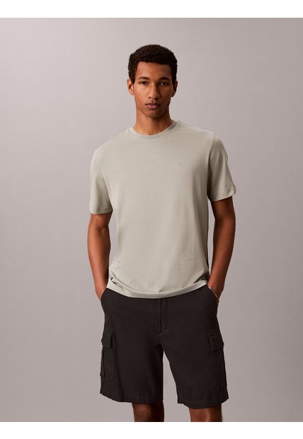 Camiseta Gris De Algodón Supima Con Logo Calvin Klein