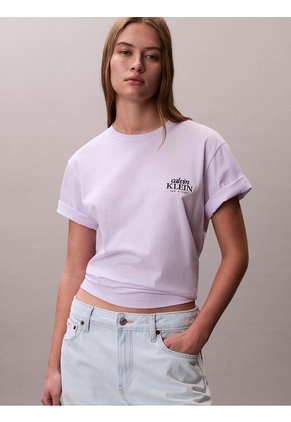 Camiseta Lila Boxy Con Logo Gráfico Calvin Klein