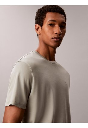 Camiseta Gris De Algodón Supima Con Logo Calvin Klein