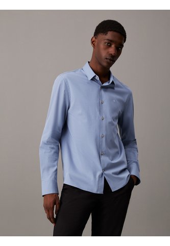 Camisa Azul Slim De Popelín Elástico Calvin Klein Calvin Klein