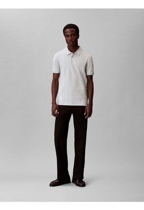 Polo Gris Clásico Con Monograma Bordado Calvin Klein