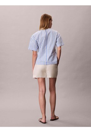 Camisa Celeste De Popelín Con Cintura Ajustable Calvin Klein