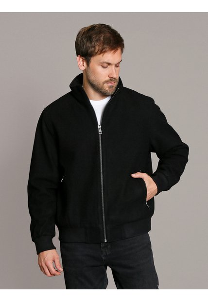 Chaqueta Negra Bomber De Lana Calvin Klein