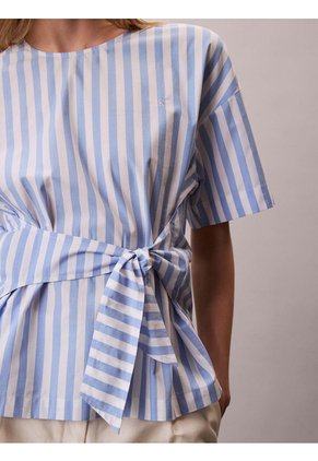 Camisa Celeste De Popelín Con Cintura Ajustable Calvin Klein