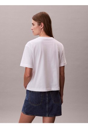 Camiseta Blanca Boxy Con Logo Gráfico Calvin Klein